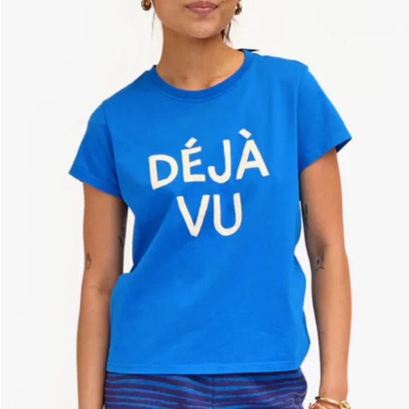 Clare V Blue Déjà Vu  T-Shirt - Picture 1 of 6